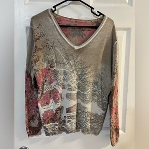 Sweater with floral/trees and glitter details